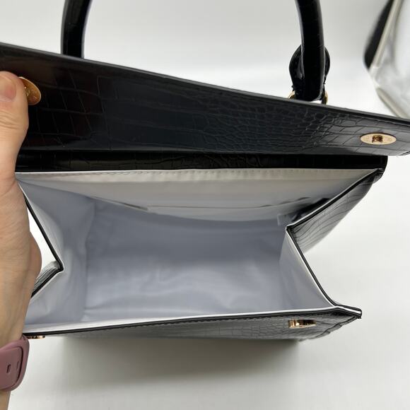 Attitudes by Renee Faux Crocodile Multi-Purpose Lunch Box Black Reptile - Picture 10 of 13